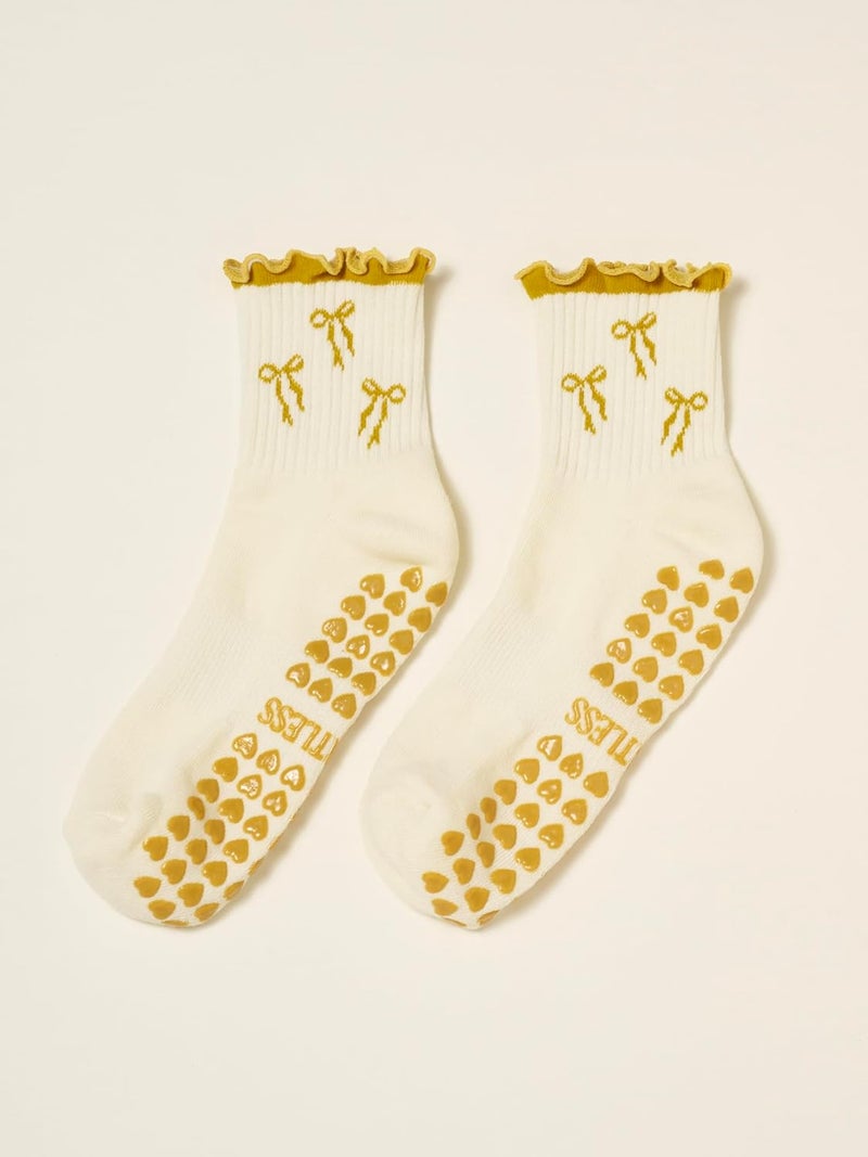Shapes Studio Crew Half Calf Grip Socks, Cutest Fruits Pilates Socks, Ruffle socks, Non-Slip, Barre Yoga Fitness - Image 2